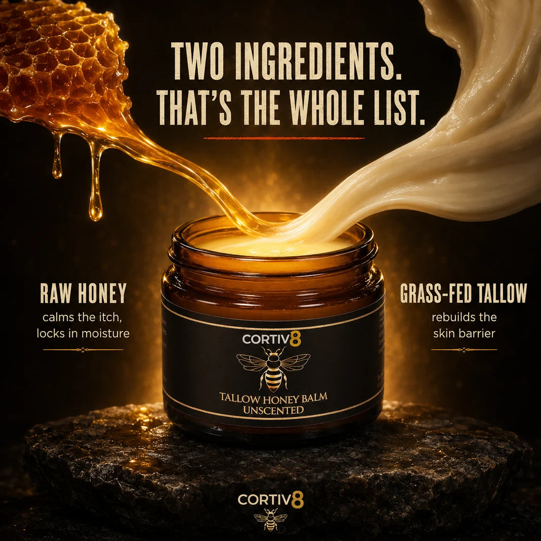 Cortiv8 Boosted Grass-Fed Tallow Honey Balm